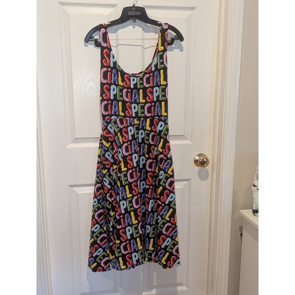 Dopamine Novelty Print Fit & Flare Midi Dress "SPECIAL" Nooworks Large - Picture 2 of 8
